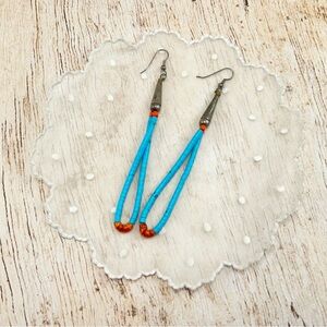 Vintage Turquoise and Coral Earrings, Kiwa